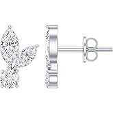 Certified Moissanite Bunny Ear Earrings, D-Vs1 Quality, Moissanite Stud Earrings in Silver - Gift For Special Occasions