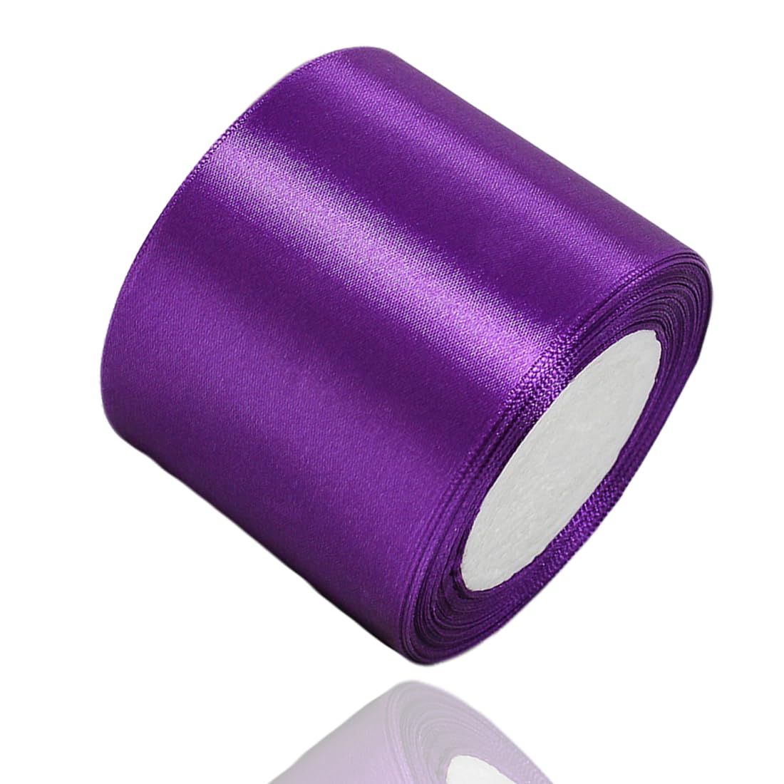 Purple Satin Ribbon 75mm, 23 Meters Solid Colors Fabric Ribbon for Crafting, Gift Wrapping, Balloons, DIY Sewing Project, Hair Bows and Cake Decoration — image 1