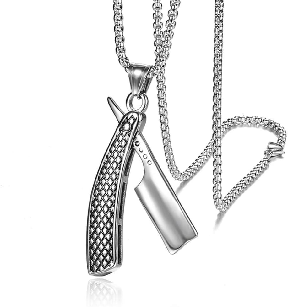 Collar de barbero de acero inoxidable colgante joyería navaja collares hombres barber regalos