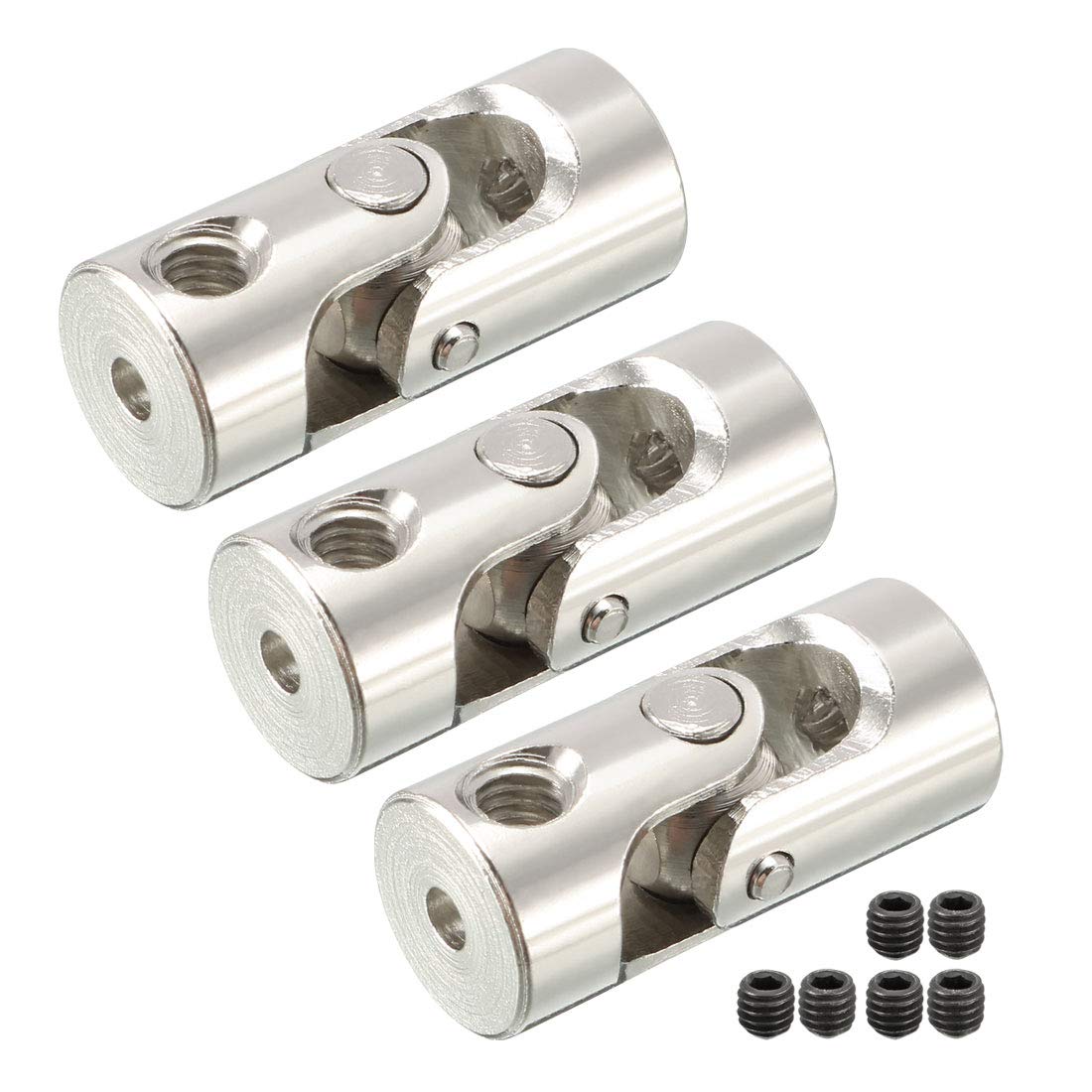sourcing map 3PCS 2mm to 2mm Inner Dia Rotatable Universal Steering Shaft U Joint Coupler L18XD8