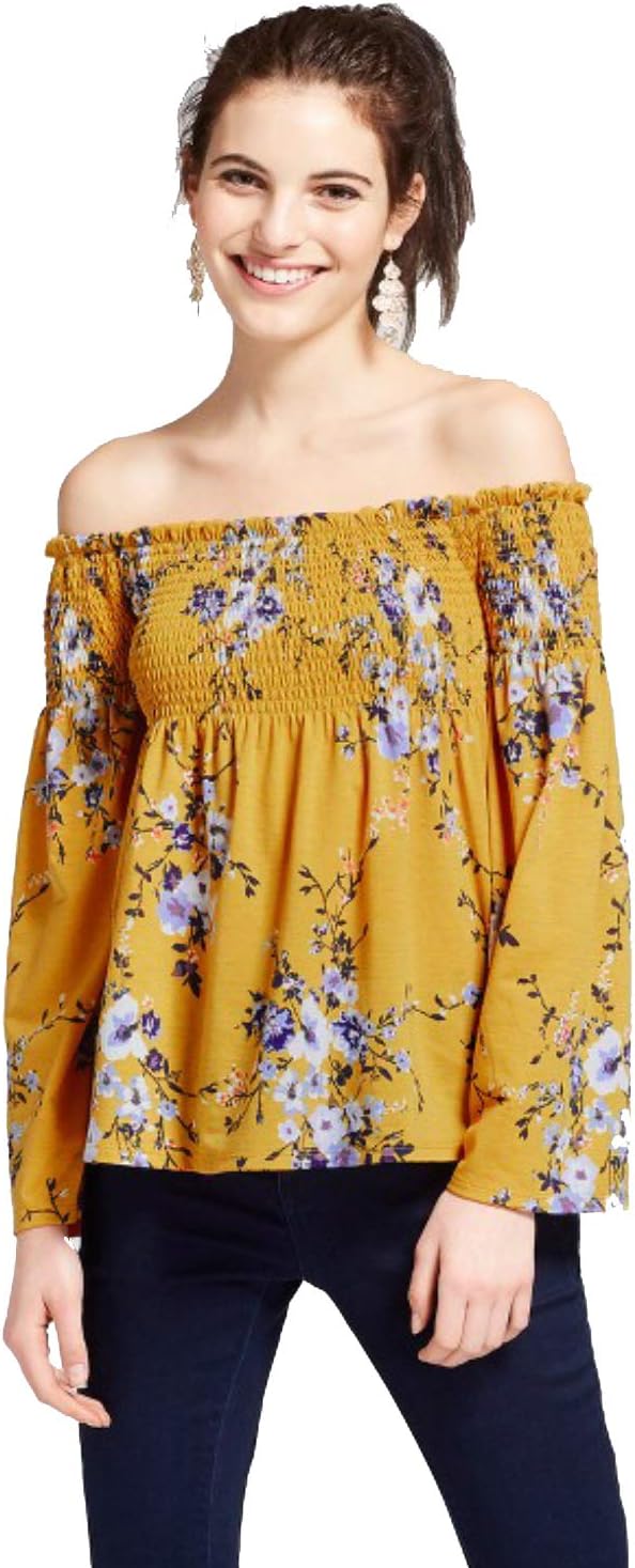 Xhilaration Women's Over The Shoulder Long Sleeve Knit Top - Yellow - XSmall