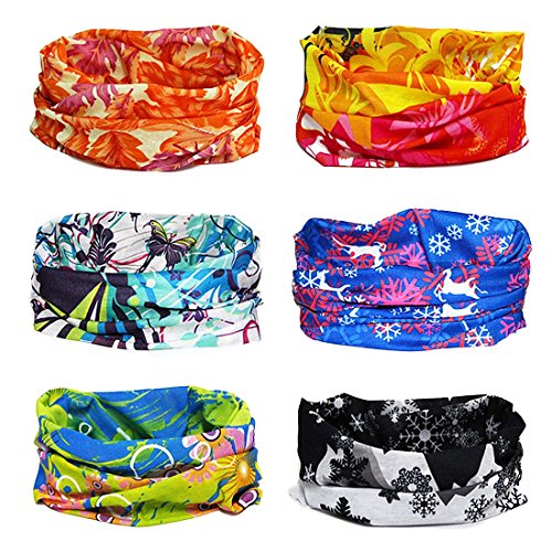 BMC 6pk Four Seasons Patterns Multifunctional Seamless Head Bandana Scarf Wrap