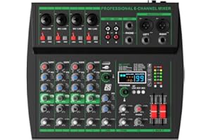 Doslnlya MW-6 Professional 6-Channel Console Portable Bluetooth USB Mixer with 99 Audio Effects LCD Screen MP3 Playback for Music Making, Recording, Live, Karaoke