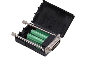DB15 Solderless Connector, Screw Terminal Block Adapter D-SUB 15 Pin 2 Row DB15 Male to 16 Pin Way Female Serial Terminal Bre