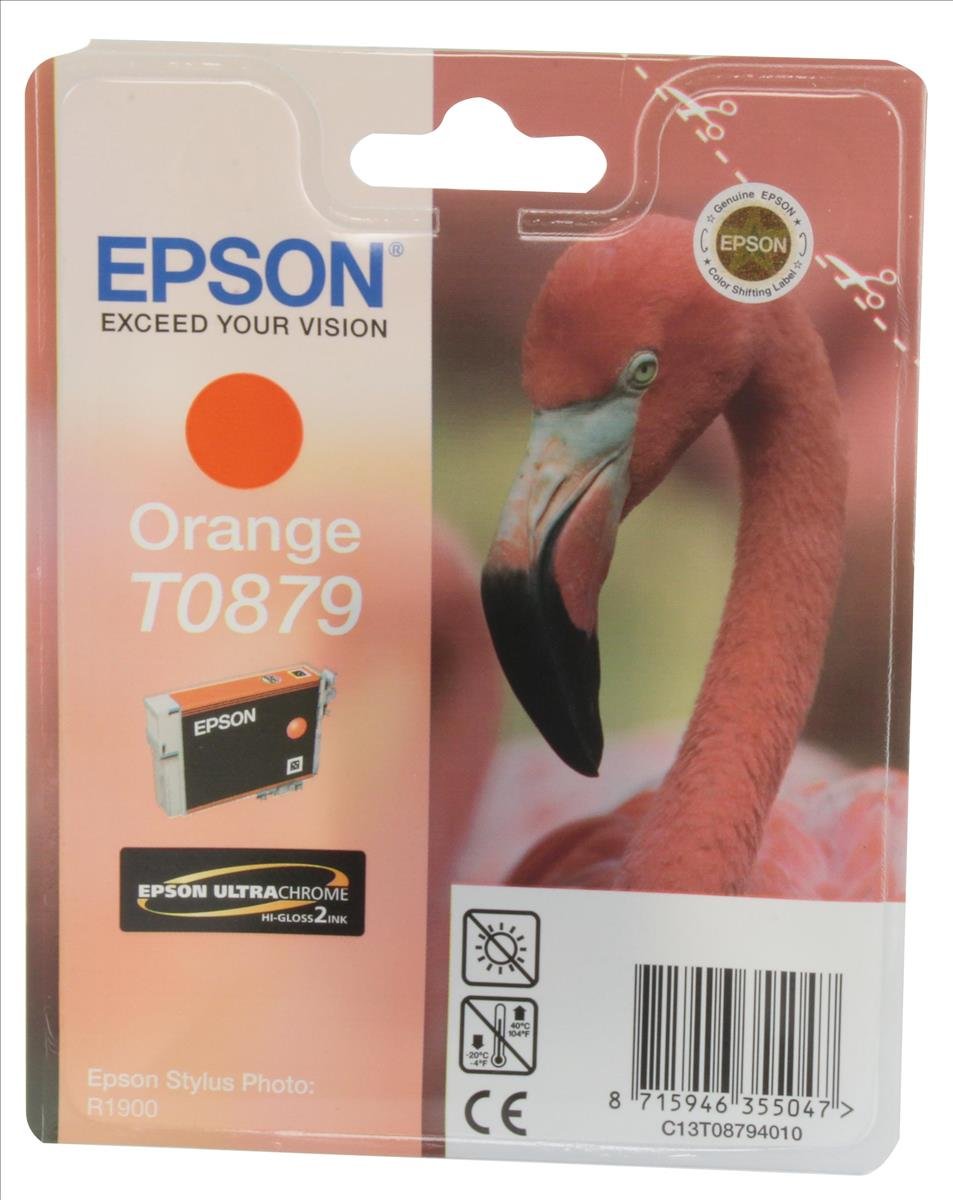 Epson Original T0879 UltraChrome HI-Gloss2 Orange Ink Cartridge, Genuine