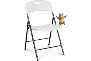 Oline Folding Chair, Indoor Outdoor Plastic Commercial Stackable Foldable Guest Chairs for Events Office Wedding Party Picnic Kitchen Dining, 350lb Capacity (White, 1 Pack)