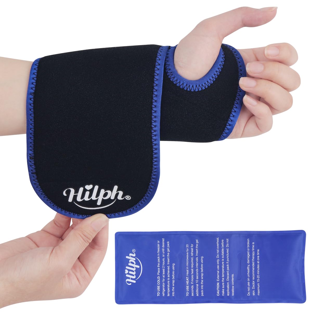 Hilph Wrist Ice Pack Wrap for Carpal Tunnel Relief, Reusable Hand Support Brace with Gel Pack Hot & Cold Therapy Ice Pack for Wrist Tendonitis Tenosynovitis, Rheumatoid Arthritis