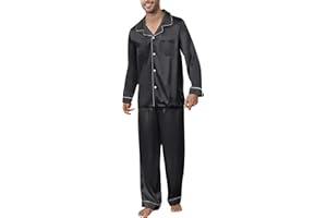 U2SKIIN Mens Silk Pajamas Set, Long Sleeve Satin Pajamas for Men Sleepwear Button Down Pjs Set Two-piece