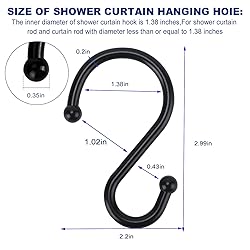 BellRhein Shower Curtain Hooks Rings, 12 Pack Metal