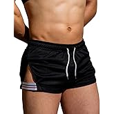 Mens Athletic Workout Shorts with 3" Inseam,Large Split and no Lining.