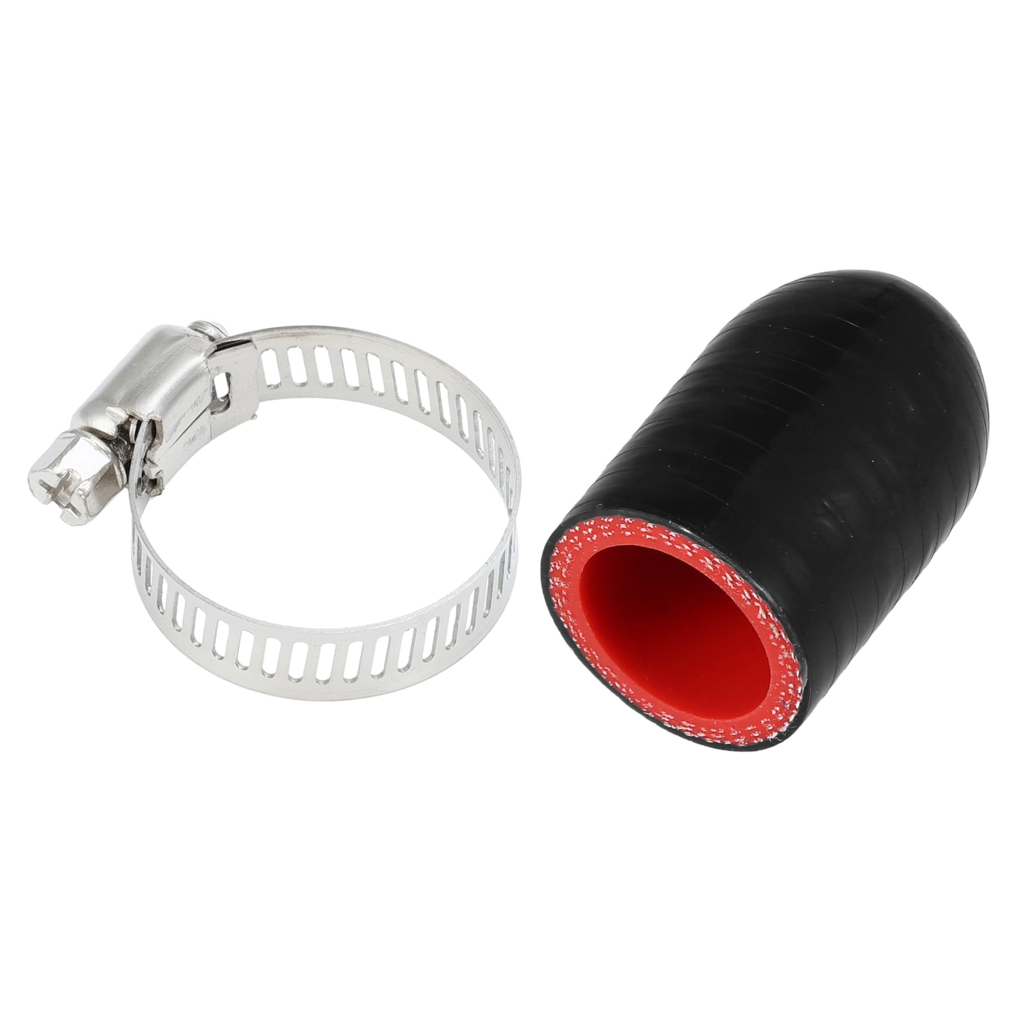 Photo 1 of X AUTOHAUX 1 Pcs 30mm Length 22mm/0.87" ID Black Red Car Silicone Rubber Hose End Cap with Clamps Silicone Reinforced Blanking Cap for Bypass Tube Universal