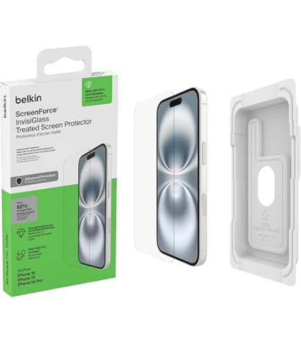Amazon.com: Belkin Tempered Glass Screen Protector - iPhone 14 Pro