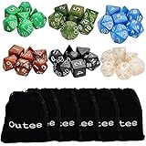 Outee 6 x 7 (42 Pieces) Polyhedral Dice and Dice with 6 Complete Dice set for Dungeons and Dragons DND RPG MTG D20 D12 D10(00-90 and 0-9) D8 D4 Table Games