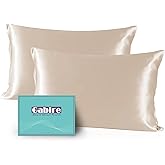 Gabire Mulberry Silk Pillow Cases Set of 2, Both Sides Real Silk Pillow Cover for Hair and Skin Prevent Acne Pillowcase Organic Silk Pillowcase 2 Pack with Hidden Zipper, Champagne, Queen (20"×30")