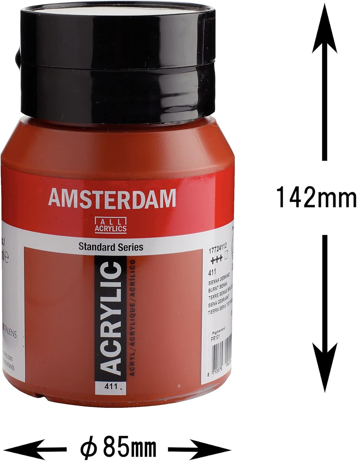 Amsterdam Standard Series Acrylic Jar 500 ml Burnt Sienna 411 (17724112), 500 ml (Pack of 1) - Image 5