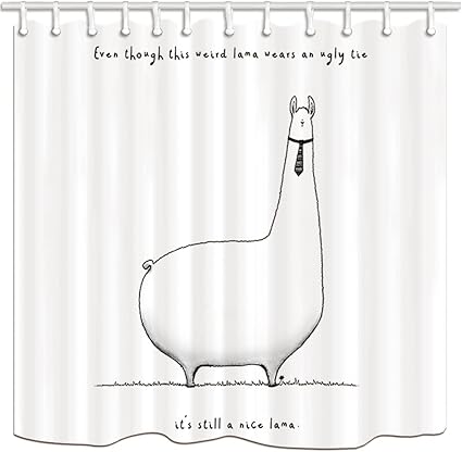 Nymb Shower Curtains Sketch Cartoon Weird Llama Alpaca Funny