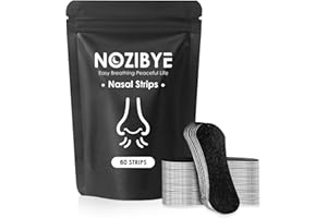 Nozibye Nasal Strips & Nose Strips for Better Breathing & Anti Snore (60 Count, Black) - Nose Strips Breathing Aid, Nose Tape