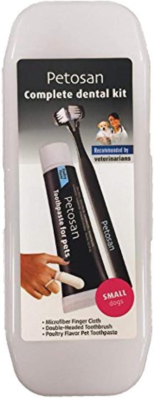 PetosanComplete Dental Kit for Dogs with Toothbrush, Toothpaste and Microfiber Cleaner, for Small Dogs Up to 14 lbs