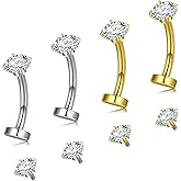FECTAS 14G Floating Belly Button Rings Belly Rings for Women Flat Back Internally Threaded 10mm Stainless Steel Navel Piercing Jewelry with Replacement Tops