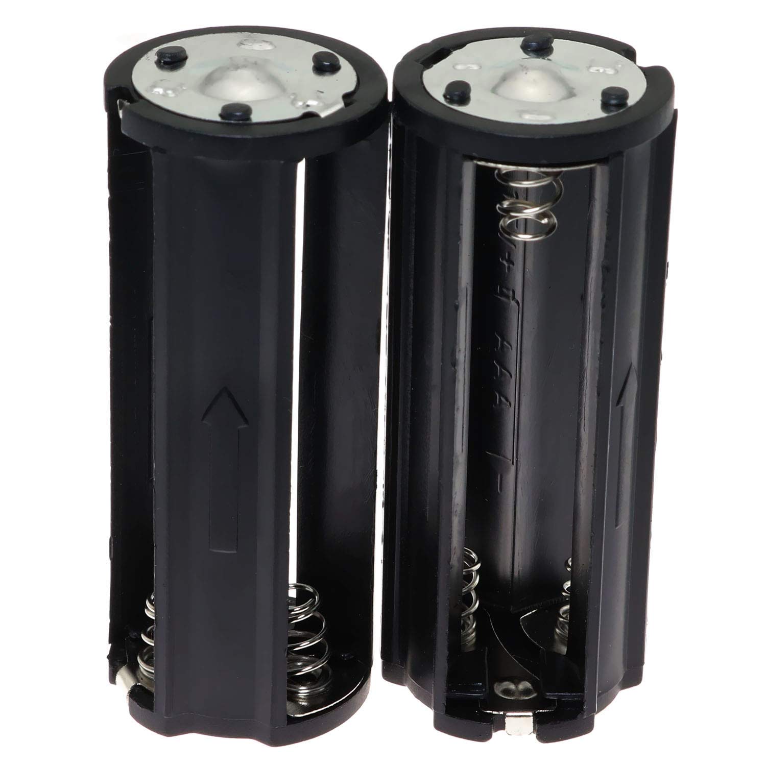 Photo 1 of E-outstanding AAA Battery Holder 2PCS Black Cylindrical 3x1.5V AAA Plastic Battery Storage Adapter Case Box for Flashlight Lamp RC (Dia 0.85 inch)