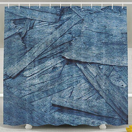 Wons Plywood Blue Texture Patterns Funny Shower Curtain 6072inch