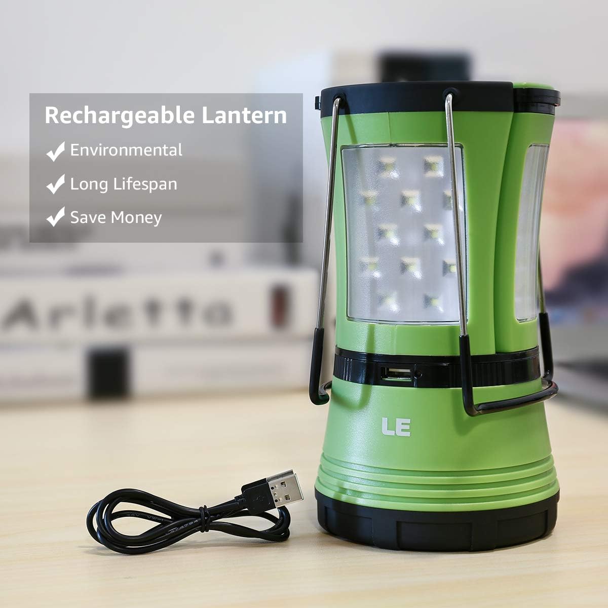 LE LED Camping Lantern Rechargeable, 600LM, Detachable Flashlight, Perfect Lantern Flashlight for Hurricane Emergency, Hiking, Fishing and More, USB Cable and Car Charger Included: Sports & Outdoors
