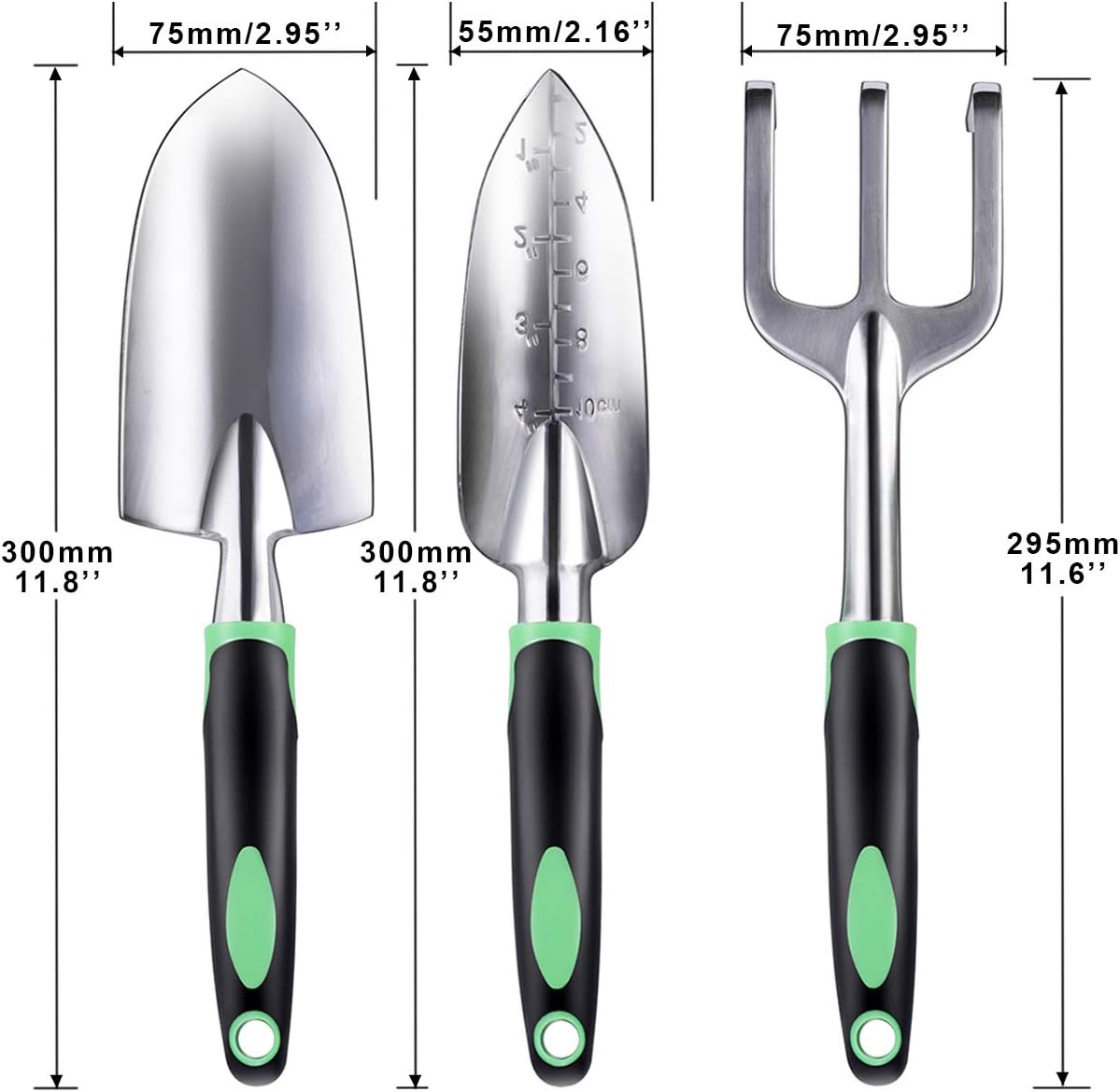 ZUZUAN Garden Tool Set, 3 Pack Garden Hand Shovels Aluminum Alloy Garden Trowels with Ergonomic Rubberized Non-Slip Grip, Included Trowel, Transplant Trowel and Cultivator Hand Rake : Garden & Outdoor