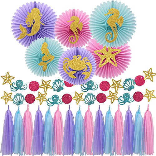 Galleon Mermaid Party Decoration Kit Colorful Funny Paper Fans