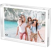 M-sorflly 5×7 Inches Acrylic Picture Frame，Clear Magnetic Picture Frame for Wedding，Double Sided Frameless Photo Frame for Desktop Free Standing,Display Stand Photo Frame