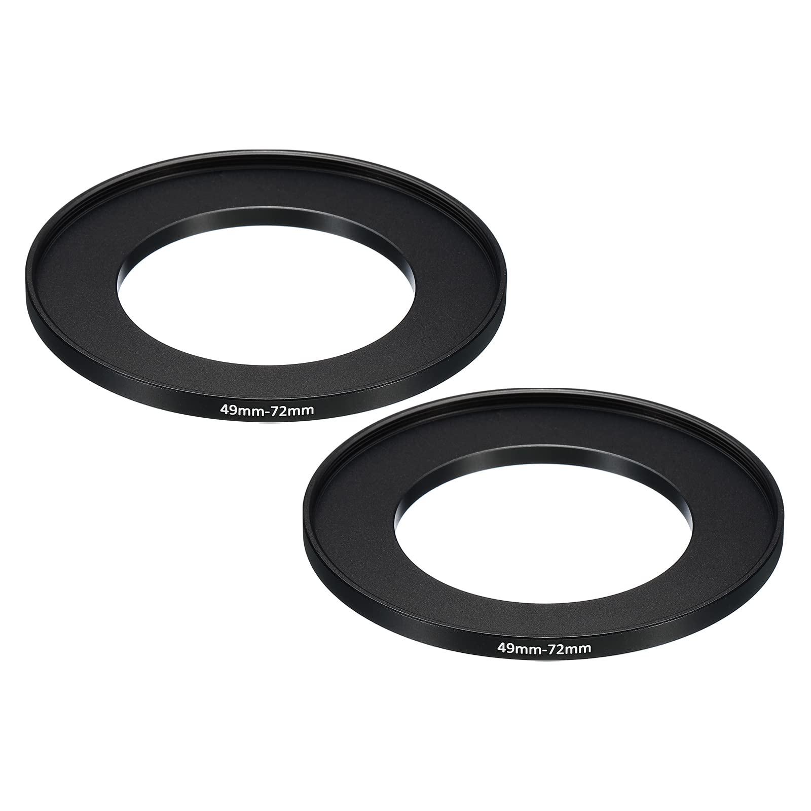 PATIKIL 49mm-72mm Metal Step Up Ring, 2 Pack Camera Lens Filter Adapter Ring Aluminum Filter Adapter Ring for Camera Lenses Hood, Black
