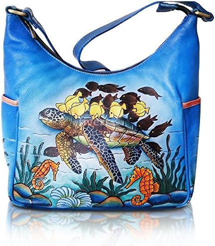 Italian Leather Women's Handbag Medium Shoulder Hobo tote Satchel Bag Hand Painted SALE