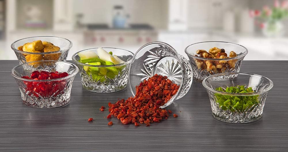 Godinger Bowl Set - Crystal Mini Prep, Dip, Dessert, Bar Snack Dish Bowls - 2oz, Set of 6: Kitchen & Dining