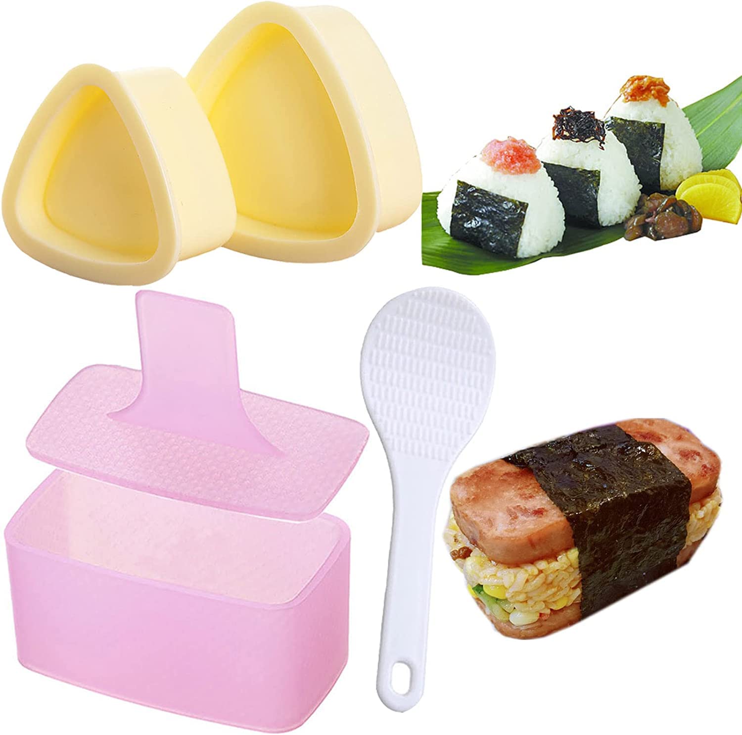 MUSUBI Onigiri Mould, 3 PCS Rice Ball Mould Mold, Maker Kit, Sushi Rice Mold for Kids Bento Picnic Sushi DIY