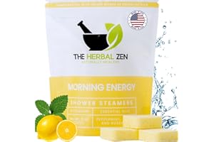 THE HERBAL ZEN Morning Energy Shower Steamers Aromatherapy for Energy - Christmas Gift - Adult Stocking Stuffer - USA Made - Peppermint & Lemon Shower Bomb Tablets -Soothing Natural Essential Oils (10 Pack)