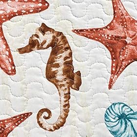 Great Bay Home 3 Piece Nautical Reversible Quilt Set with Shams. Beach Theme Coastal Bedspread Coverlet. Castaway… 61uY6ncPwqL