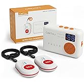 CallToU Caregiver Pager Wireless Call Button 500FT for Elderly Monitoring Vibration Call Bell Medical Alert System with Digital Display Low Power Reminder 2 Portable Receiver 2 SOS Call Button