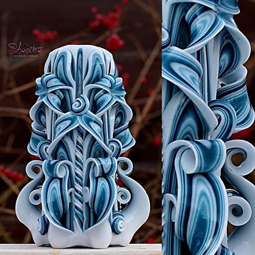 Home Decor Handmade Gzhel Carved Candle Perfect Gift for Every Occasion 6.7"