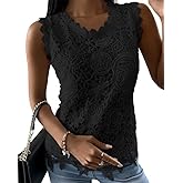 Womens Lace Tank Top Blouse Sleeveless Summer Casual Crew Neck Slim Fit Hollow Out Shirt
