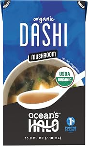 Ocean’s Halo Organic Mushroom Dashi, Japanese-Style Soup Broth, 500mL | Savory mushroom dashi with deep umami flavor; ready-t