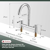 Peppermint Bridge Kitchen Tap 2 Hole Chrome 360 Swivel Spout Brass view 5