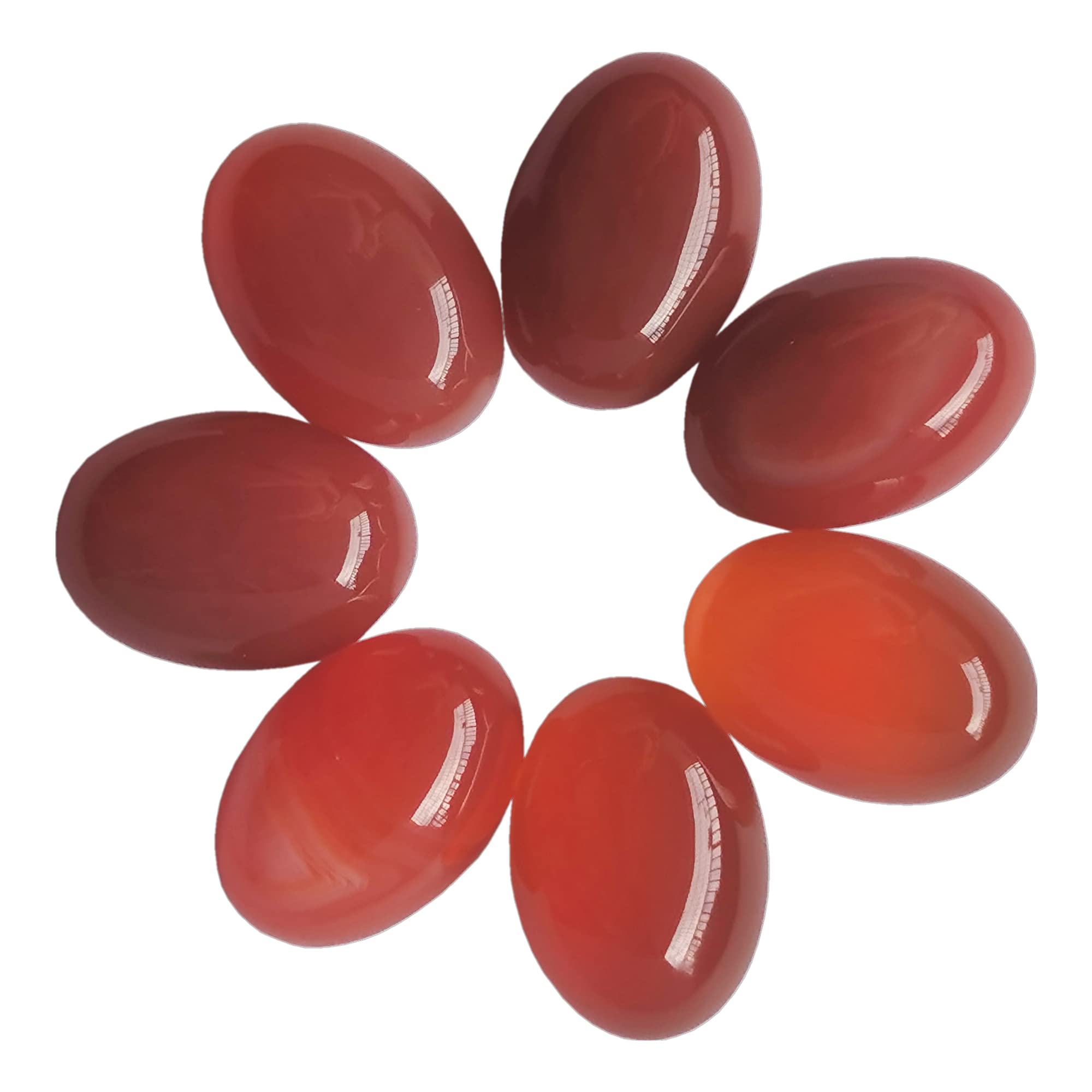 Manekieko 7 Pcs Natural Carnelian Oval Cabochons Flatback Crystal Stone Gemstones Beads for Jewelry Making DIY,18x13mm