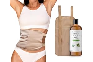 Kate Blanc Cosmetics Castor Oil Pack Wrap with 16oz Organic Castor Oil Glass Bottle Castor Oil Packs for Liver Detox. Reusable, Comfortable Fit, Adjustable