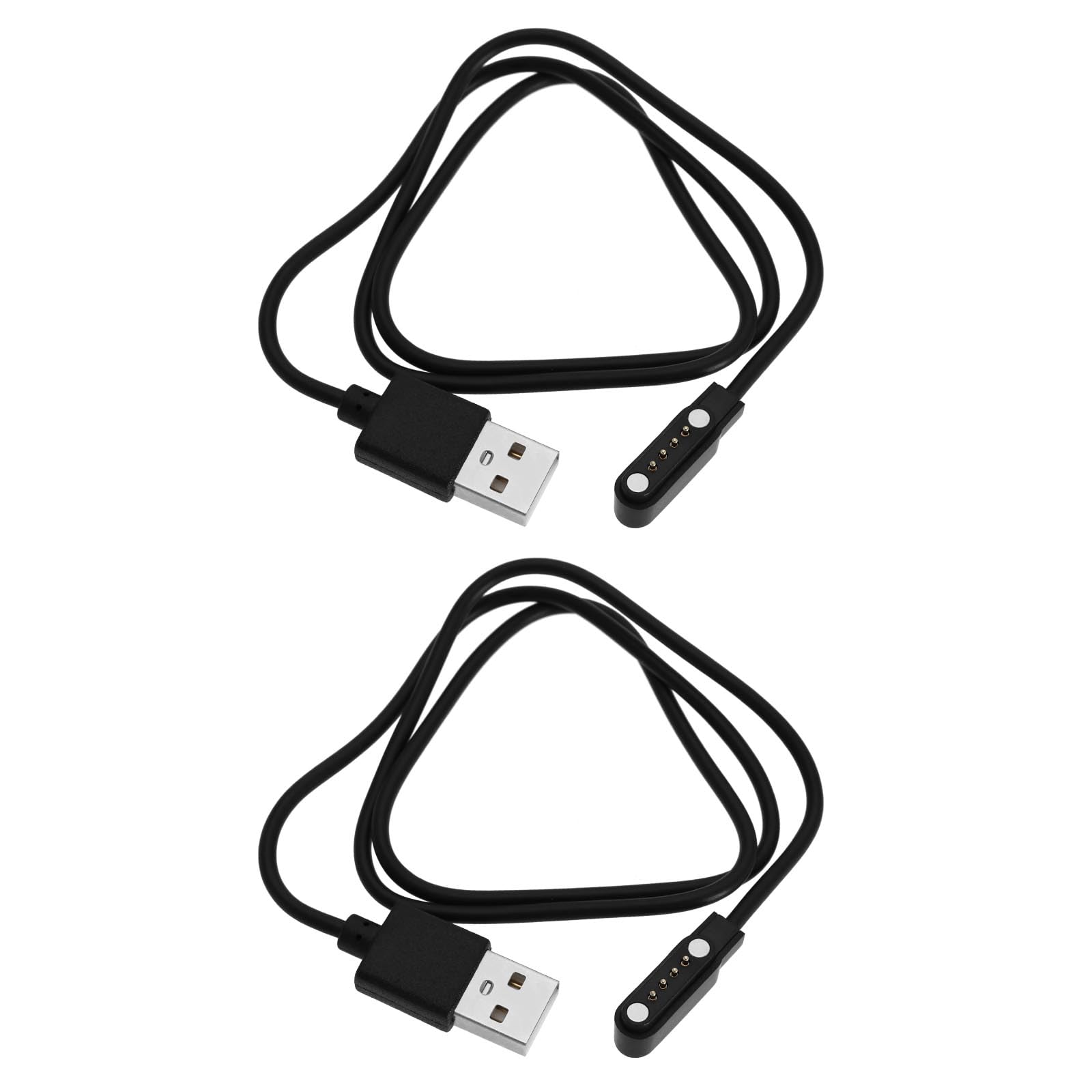 ECSiNG 2PCS USB to 4 Pin Magnetic Charging Cable for Smart Watch Smart Glasses Fitness Tracker Cable Contact Pin Spacing 7.62mm Length 60cm Black