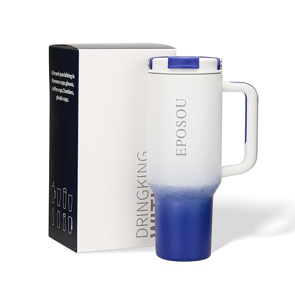 40 OZ TUMBLER WITH HANDLE AND STRAW,LEAK PROOF WATER BOTTLE WITH FLIP LID AND TEA STRAINER,BPA-FREE,COMPATIBLE WITH CAR CUP HOLDERS,INSULATED STAINLESS STEEL CUP,GIFTS FOR WOMEN MEN HIM HER,(BLUE)