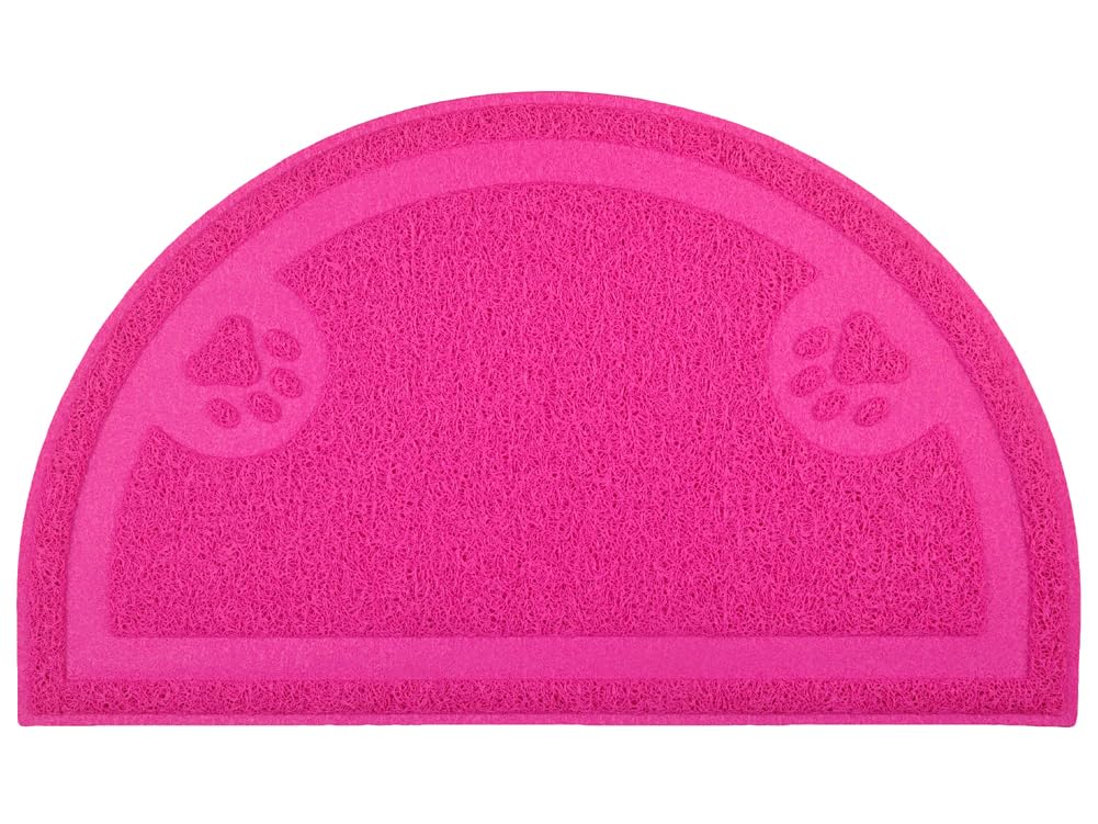 DM Paw Print Cat Litter Mat, Kitten Litter Mat, Semicircle, Pink, 60x36cm, 1 count