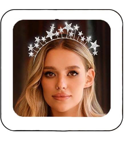 Amazon.com : JEAIRTS Rhinestone Headband Silver Star Hair  display picture 1