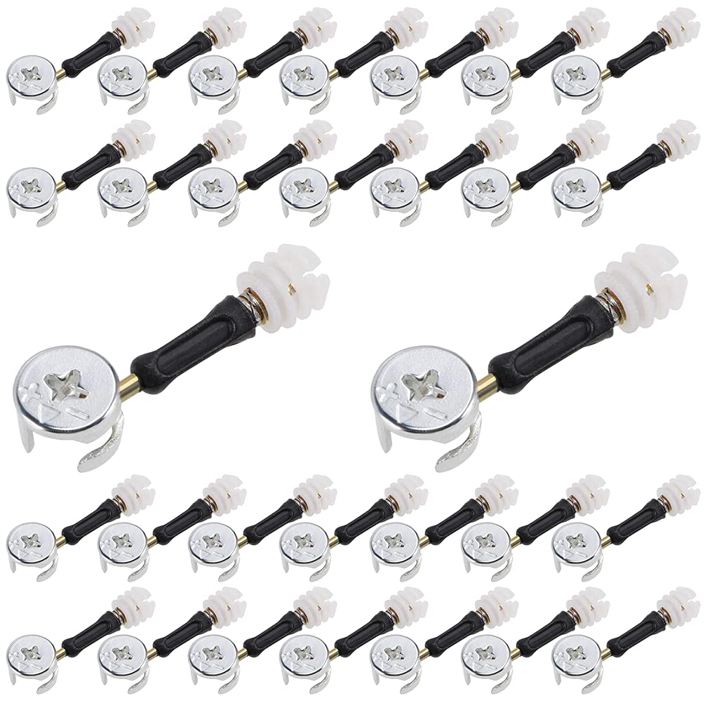 3-in-1 Furniture Connecting Kit Cam Lock Nuts and Cam Screws Furniture Connecting 15mm OD Cam Fitting with Dowel M6x40mm Rod Positioning Screws 30 Sets