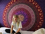 Purple Mandala Tapestry Wall hanging Hippie Tapestry Bohemian Tapestries Psychedelic Tapestry Blanket Bedding Bedspread Dorm Tapestry Bedding (Queen (84 X 85 inches Approx)(214 X 226 cms), Purple)