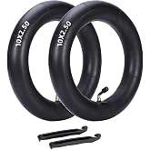 Fastvert 10x2.50 Inner Tubes (2-Pack), Bent Valve Stem | Heavy-duty butyl rubber inner tubes for electric scooters and mini bikes.Includes 2 tire levers.Not for 2.50-10 tires.