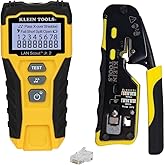 Klein Tools 80072 RJ45 Cable Tester Kit with LAN Scout Jr. 2, Coax Crimper / Stripper / Cutter Tool and 50-Pack Pass-Thru Mod
